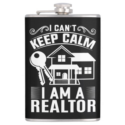 Real Estate Agent Gift Home Broker Black Realtor F Flask