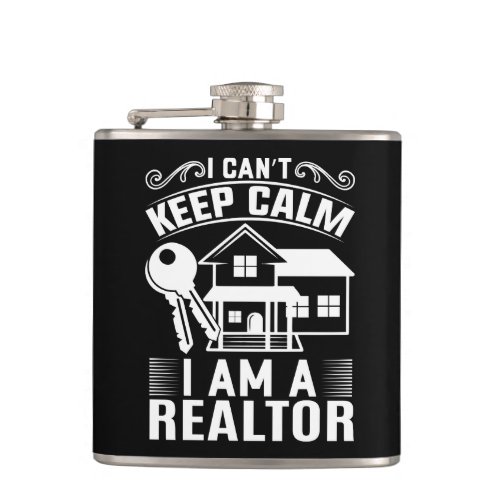 Real Estate Agent Gift Home Broker Black Realtor Flask