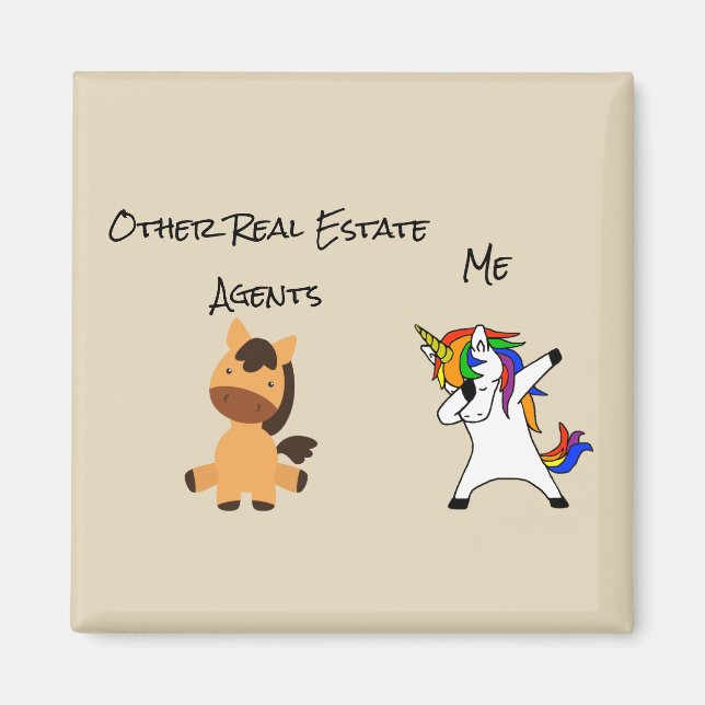 Real Estate Agent Gift Horse Dabbing Unicorn Magnet (Front)