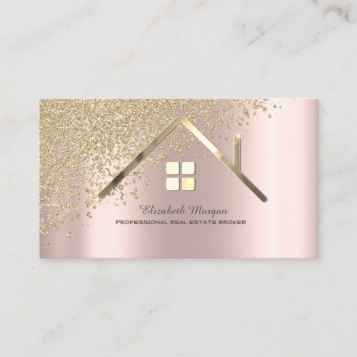 Real Estate Agent Gold House Diamonds Business Card