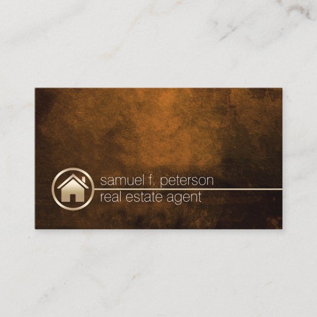 Real Estate Agent Gold House Icon Investment Business Card (Front)