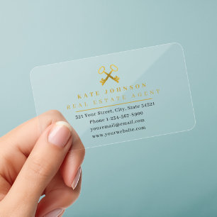 Real Estate Agent Gold Keys Realtor Transparent Clear Business Cards