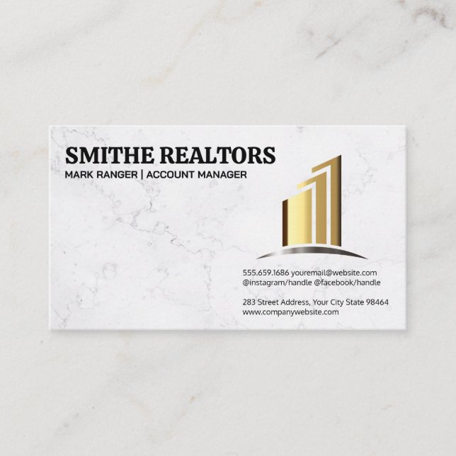 Real Estate Agent | Gold Skyscrapers Appointment Card (Front)