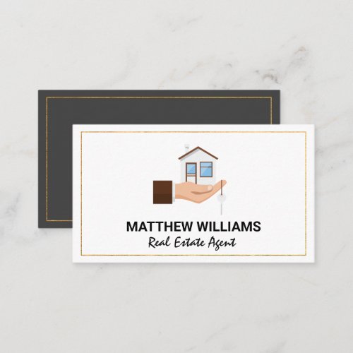 Real Estate Agent  Hand Holding House Keys Business Card