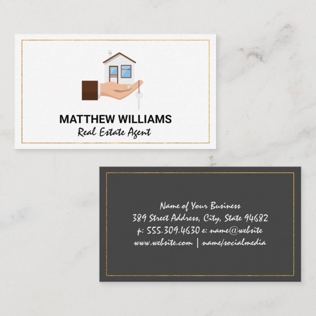 Real Estate Agent | Hand Holding House Keys Business Card (Front/Back)