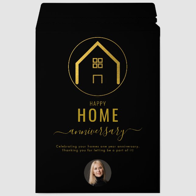 Real Estate Agent Happy Home Anniversary Envelope Mailers (Front)