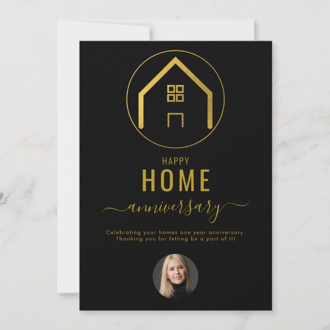 Real Estate Agent Happy Home Anniversary Note Card (Front)