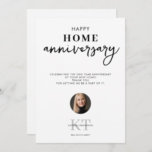 Real Estate Agent Happy Home Anniversary Thank You Card