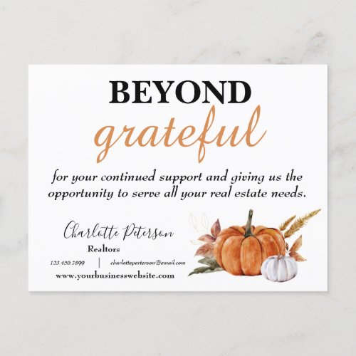 Real Estate Agent Happy Thanksgiving  Holiday Postcard