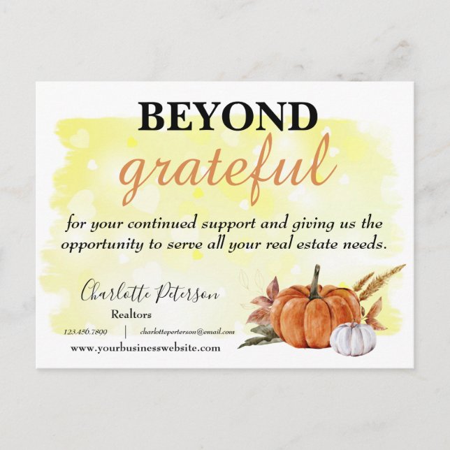 Real Estate Agent Happy Thanksgiving Holiday Postcard (Front)