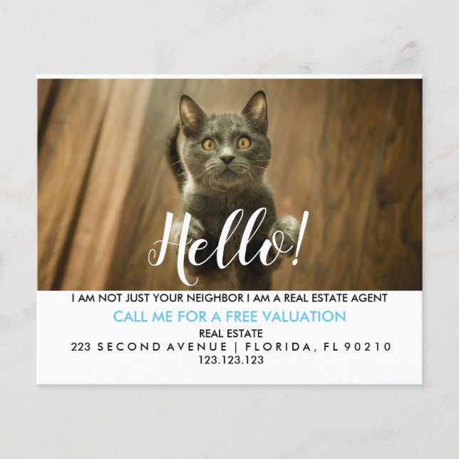 Real Estate Agent HELLO CARD cute cat Flyer (Front)
