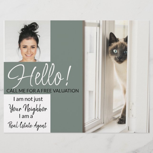 Real Estate Agent HELLO CARD shop sign Flyer (Front)