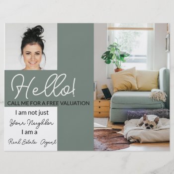 Real Estate Agent Hello Card Shop Sign Flyer by ArtyApplesCorporate at Zazzle