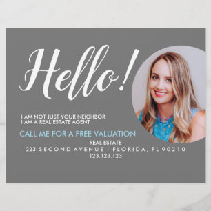 Real Estate Agent HELLO CARD shop sign Flyer