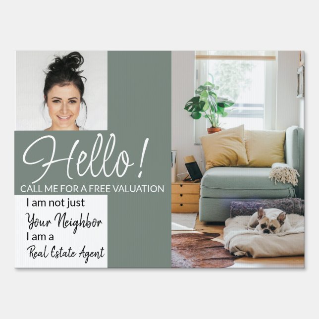 Real Estate Agent HELLO CARD shop sign Flyer (Front)