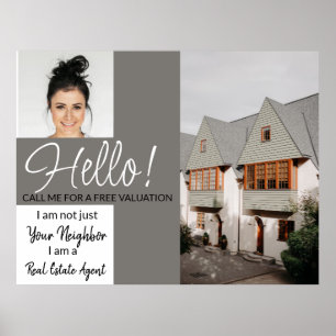 Real Estate Agent HELLO CARD shop sign Flyer