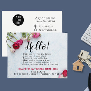 Real Estate Agent HELLO Roses Spring Checklist  Announcement Postcard