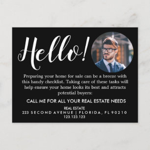 Real Estate Agent HELLO Spring checklist Announcem Announcement Postcard
