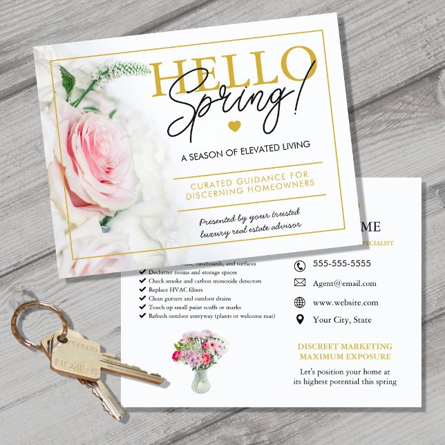 Real Estate Agent HELLO Spring checklist Announcement Postcard (Creator Uploaded)