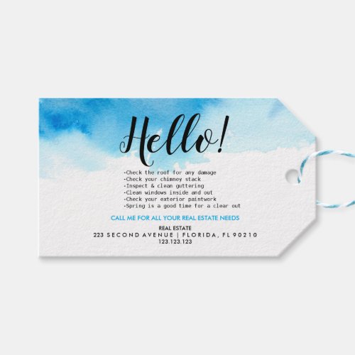 Real Estate Agent HELLO Spring checklist Gift Tags