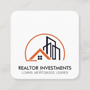Real Estate Agent Home and Buildings Square Business Card