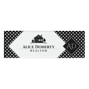 Real Estate Agent Home Initials Name Tag