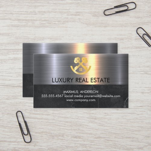 Real Estate Agent  Home Keys Logo Business Card