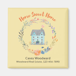 Real Estate Agent Home Sweet Home Cute Watercolor Magnet