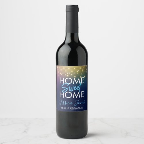 Real estate agent home sweet home gift wine label