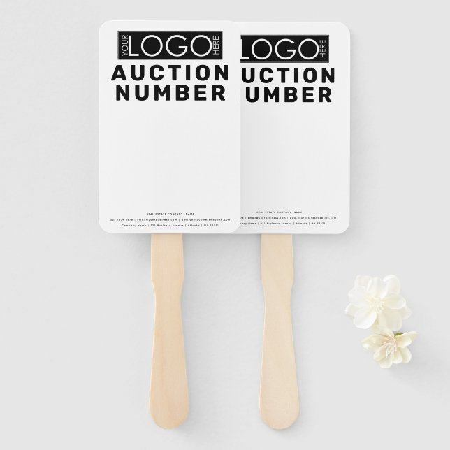 Real Estate Agent House Bidding Auction Paddle Hand Fan (Front and Back)