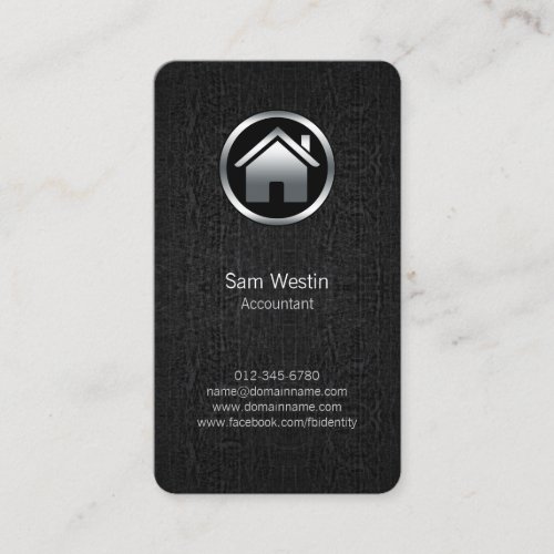 Real Estate Agent House Black Grunge Business Card
