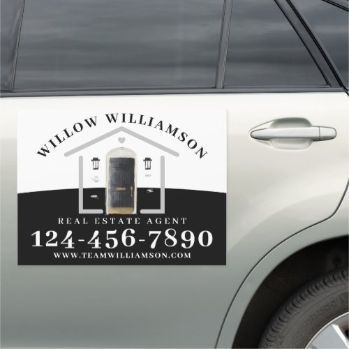 Real Estate Agent House  Black Watercolor Door Car Magnet
