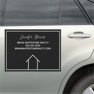 Real Estate Agent House Custom Marketing Black Car Magnet