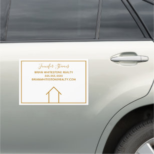 Real Estate Agent House Custom Marketing Gold Car Magnet