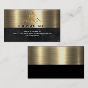 Real Estate Agent House Gold Logo Business Card