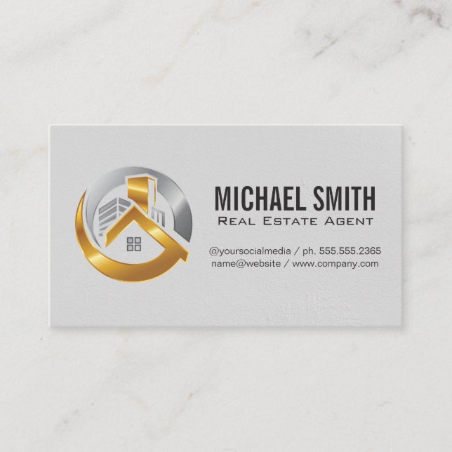 Real Estate Agent House Logo Business Card (Front)