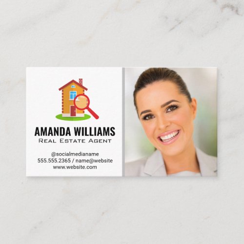 Real Estate Agent  House Search Logo Business Card