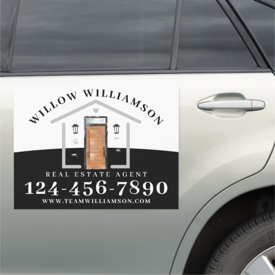Real Estate Agent House & Wood Watercolor Door Car