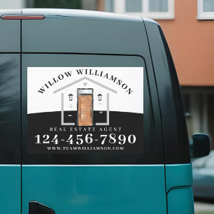 Real Estate Agent House & Wood Watercolor Door Car Magnet