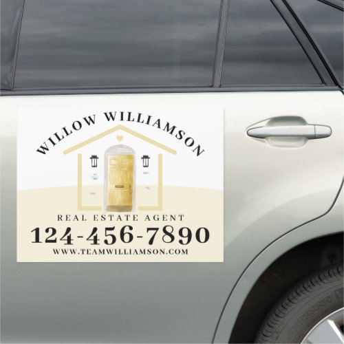 Real Estate Agent House  Yellow Watercolor Door Car Magnet