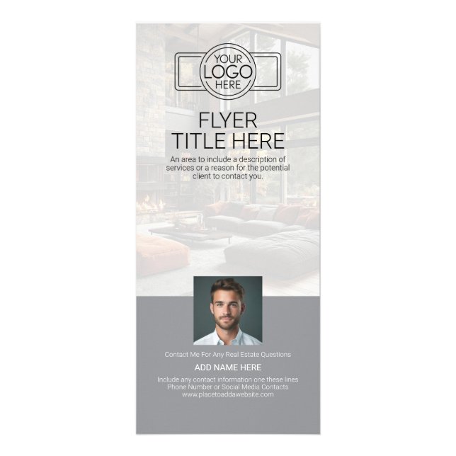 Real Estate Agent Intro Flyer with Logo and Photo Rack Card (Front)