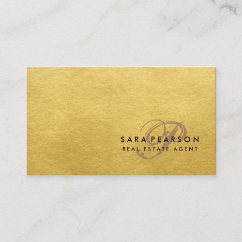 Real Estate Agent Investment Elegant Gold Texture Business Card