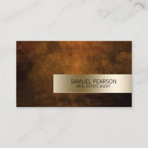 Real Estate Agent Investment Grunge Gold Stripe Business Card