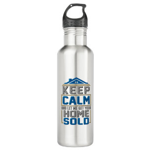 Real Estate Agent Keep Calm Gag Stainless Steel Water Bottle
