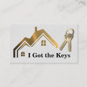 Real Estate Agent Keys Gold Home Business Card