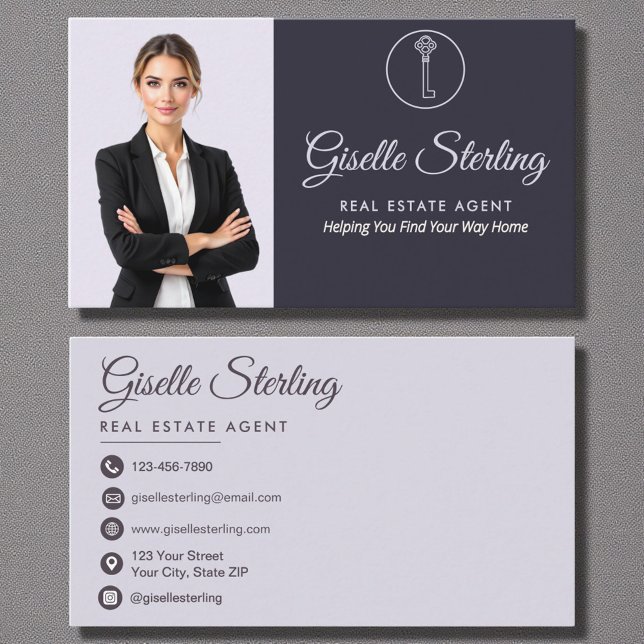 Real Estate Agent Lilac Purple Photo Business Card (Creator Uploaded)