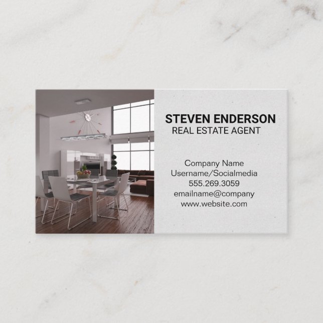 Real Estate Agent | Loft Interior Business Card (Front)