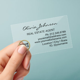 Real Estate Agent Logo Modern Transparent Clear Business Cards
