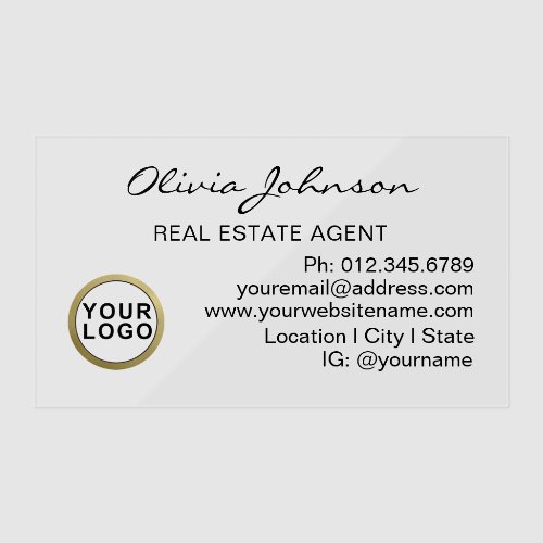 Real Estate Agent Logo Modern Transparent  Clear Business Cards