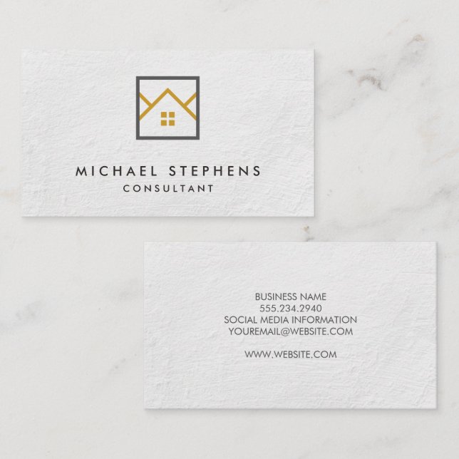 Real Estate Agent Logo | Wall Texture Business Card (Front/Back)